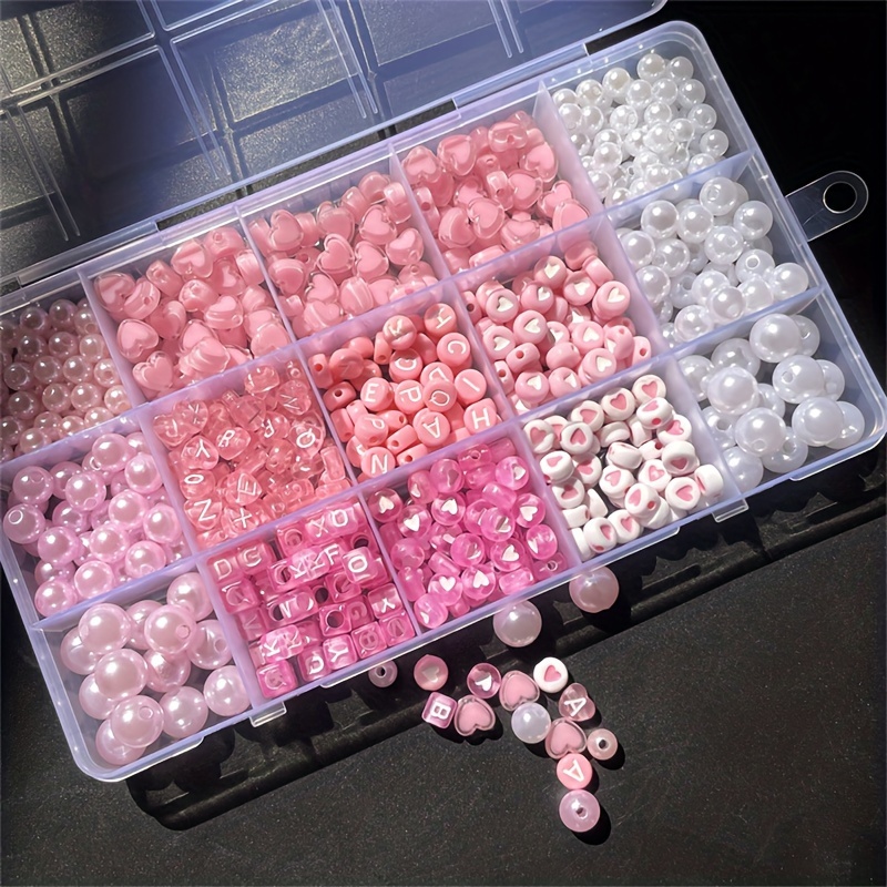 Jewelry Making Tutorials - 10-piece pink alphabet box, acrylic beads,