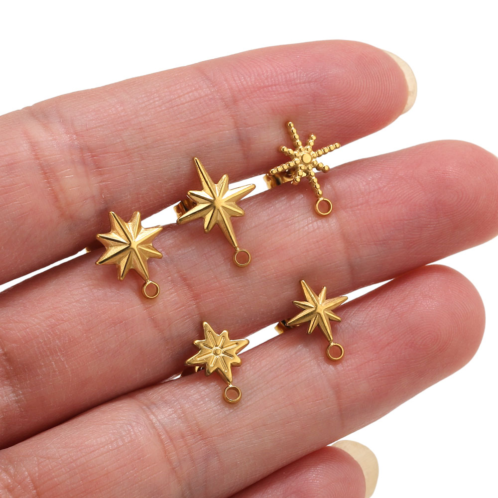Jewelry Making Tutorials - 6pcs Stainless Steel Star Earrings Studs