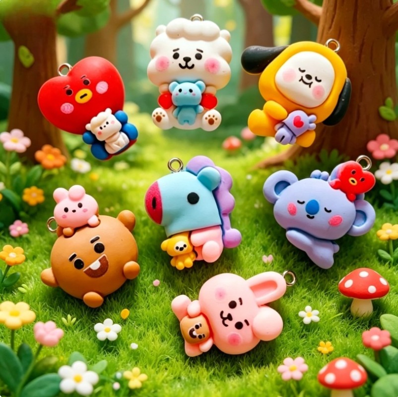 7pcs BT21 Resin Cartoon Charm  - огляд і ціна Jewelry Making Hobby