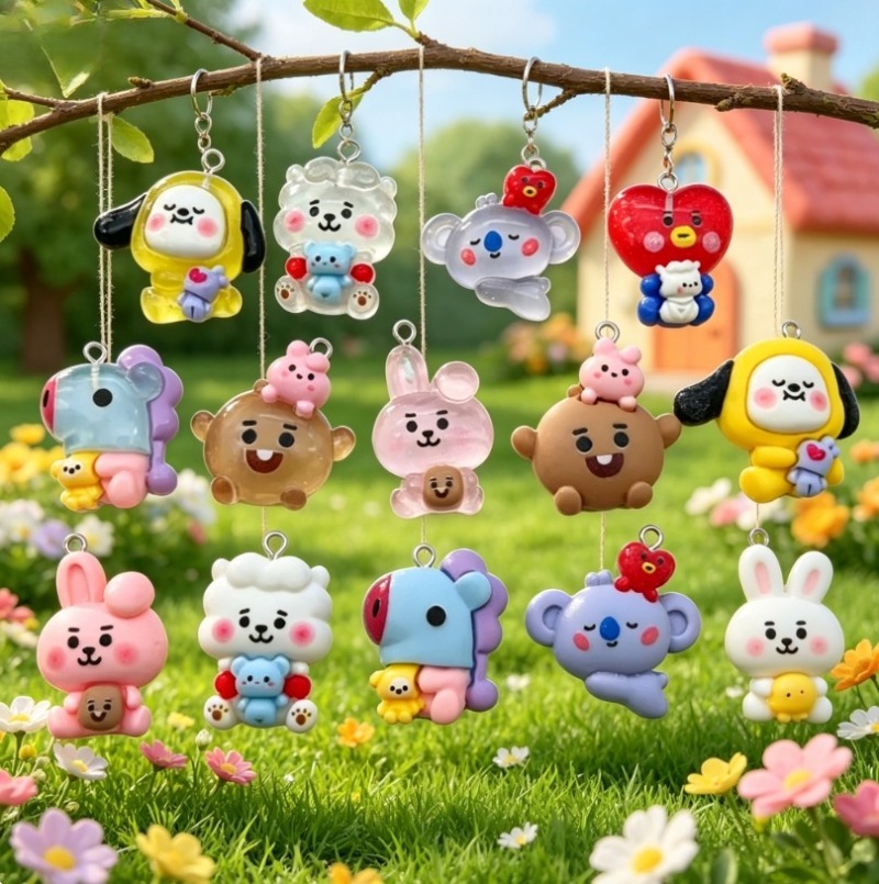 7pcs BT21 Resin Cartoon Charm  - огляд і ціна Jewelry Making Hobby