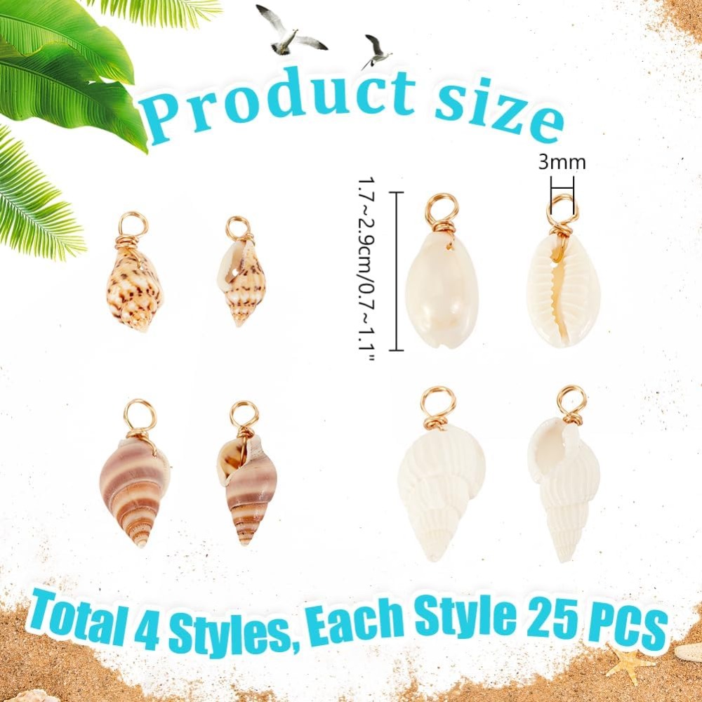 100pcs 4 Styles Natural Shell  - огляд і ціна Jewelry Making Tutorials